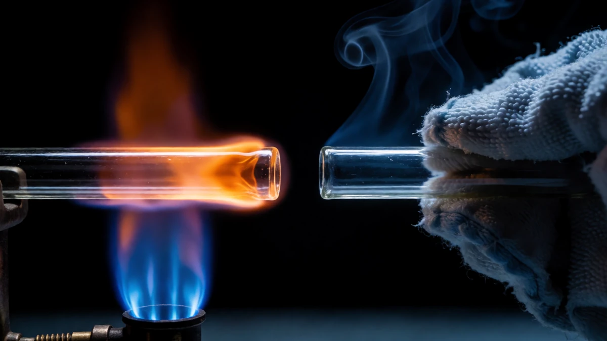 Using heat and rapid cooling to create a clean break along the score line.