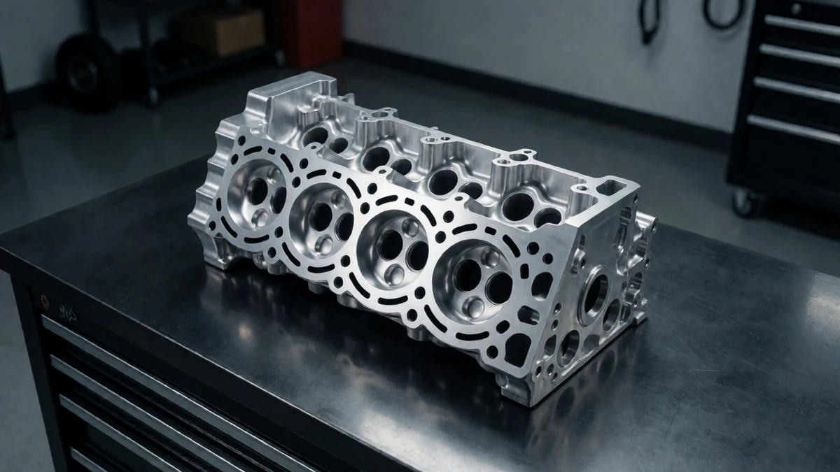 A clean aluminum cylinder head ready for inspection.