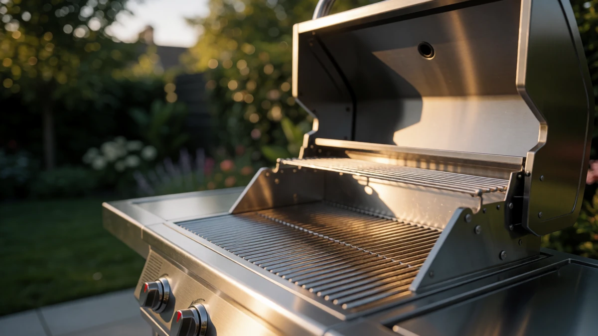 A clean, high-quality stainless steel grill ready for seasoning.