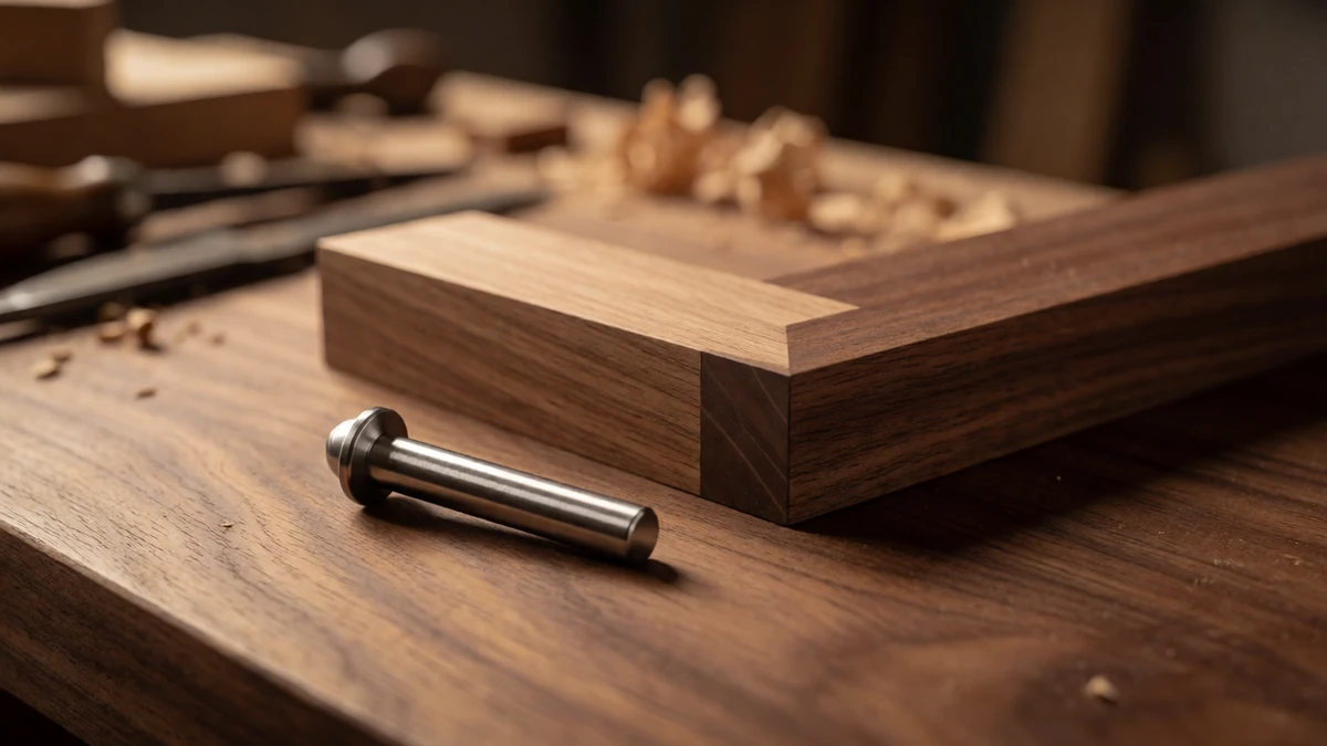 A dowel screw and the seamless joint it creates.
